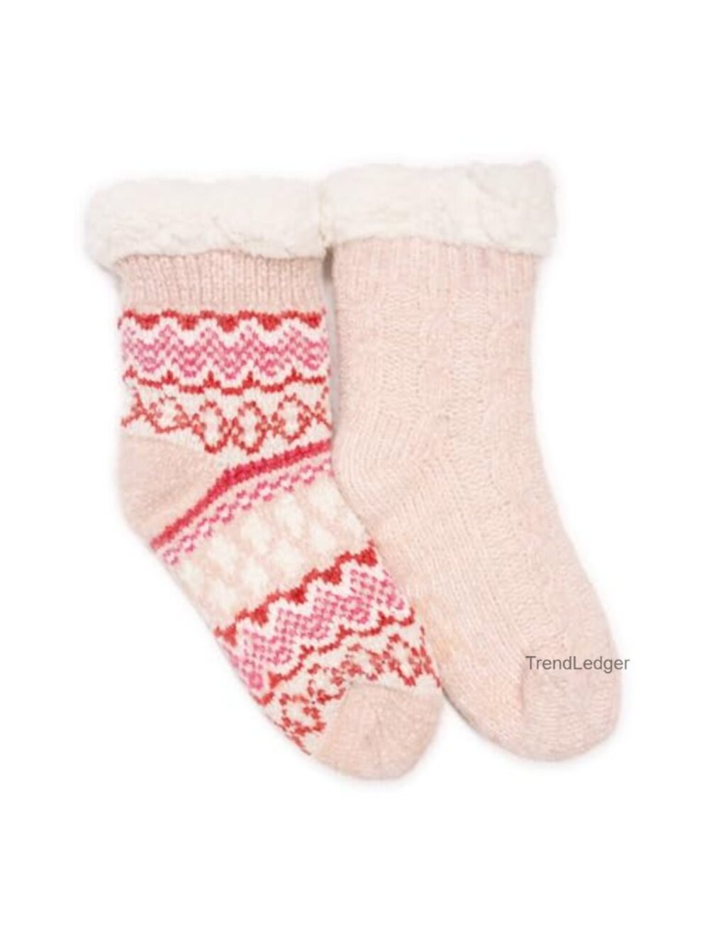 Chenille Eyelash Mix Cabin Socks 2 Pair Non-Skid Grippers Cozy